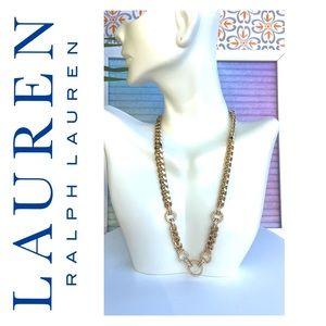 Ralph Lauren Chain Link Diamond Paved Choker Necklace